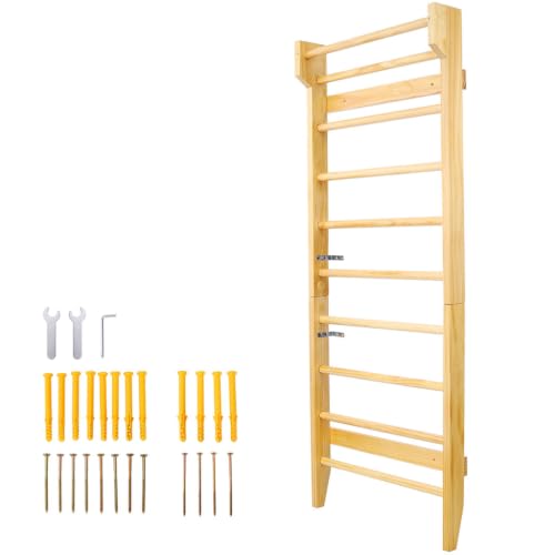 Swedish Ladder Wall Mounted Wooden Home Gym Exercise Ladder for Strength Training Stretching Gymnastics Physical Therapy Calisthenics Adults Kids