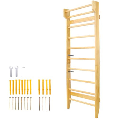 Swedish Ladder Wall Mounted Wooden Home Gym Exercise Ladder for Strength Training Stretching Gymnastics Physical Therapy Calisthenics Adults Kids