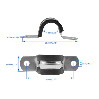 Rubber U Clamps,Two Hole U-Tube Strap Clamp Set,SAFYY EPDM Rubber Cushioned Insulated Clamp Rubber Lined Mounting U Brackets,U Shaped Pipe Tube Wire Clamps Clips Conduit Clamps (M16|5/8",25PCS) - size: M16|5/8",25PCS