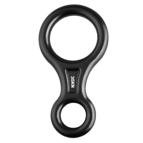 35kN Climbing Rescue Figure 8 Descender Rigging Plate Heavy Duty & Large & High Strength Rappel Device Equipment for Rappelling, Belaying, Tree Climbing, Aerial Silks Rigging - color: Black - 35 kN