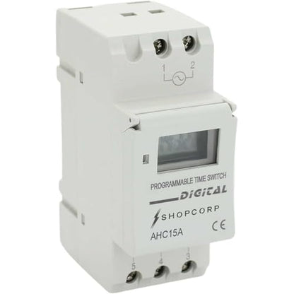 Programmable Timer Relay, HD Display, High Precision, Smart Chip, Power Failure Memory, 15A 110VAC, DIN Rail, 2 Modules - style: Timer