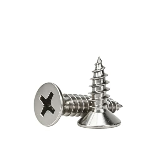 #4 Flat Head Phillips Wood Screws 150Pcs, 304 Stainless Steel, 5/16" | M3x8mm self-tapping tiny fasteners for drywall & carpentry. Countersunk design ensures a flush fit in woodworking. - color: Sliver, size: #4 x 5/16''-150pcs