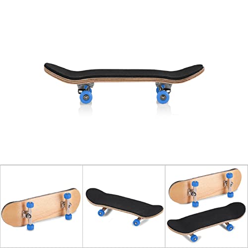 Fingerboard, 3.78 X 1.1 Inch Finger Skateboards for Kids, Alloy + Plastic + Wood + PU Mini Finger Board, DIY Shock Absorption Mini Skateboards for Fingers(Navy)