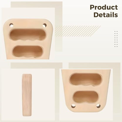 2 Pcs Wood Climbing Hangboard, Portable Hangboard With 3 Finger Grooves, Trapezoid Rock Climbing Holds, For Finger Strength Training, Home Gym & Pull Up Bar