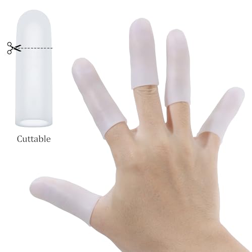 Gel Finger Cots, 20 Pcs Silicone Finger Protectors, Finger Tips Protection, Finger Protector Support, Thumb Protection, Finger Sleeves for Hand Eczema, Finger Cracking Arthritis