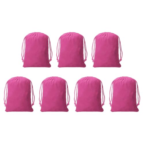Drawstring Dice Bag 3.54" x 4.72" Durable Flocking Cloth Tarot Card Bag Perfect for Dice Storage & Jewelry & Chess & Cosplay Coin & Board Gaming Accessories (Rose Red, 7pcs) - color: Rose Red, size: 3.54"x4.72"