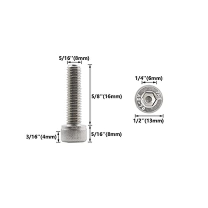 20 PCS Socket Head Cap Screws, TTZEZE 304 Stainless Steel Metric Machine Bolts Hex Socket Screw, Socket Drive Bright Finish Full Machine Threads for Shelf Chair Desk Install Repair (M8x16mm) - color: M8, size: 16mm