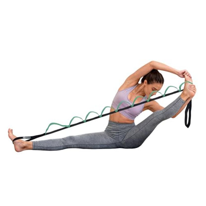 A AZURELIFE Half-Elastic Stretch Straps with 11 Loops, Stretching Strap for Physical Therapy, Multi-Loop Yoga Strap Fitness Exercise Strap for Yoga, Pilates, Dance, Flexibility&Exercise - color: Half Elastic-Purist Blue