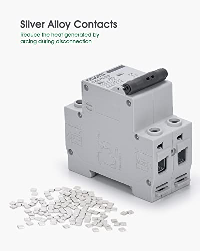 AC Miniature Circuit Breaker, 20 Amp 120V/240V 2 Pole | DIN Rail Mount, Thermal Magnetic Trip, Solar AC Disconnect Switch MCB C20 - style: 20 Amp