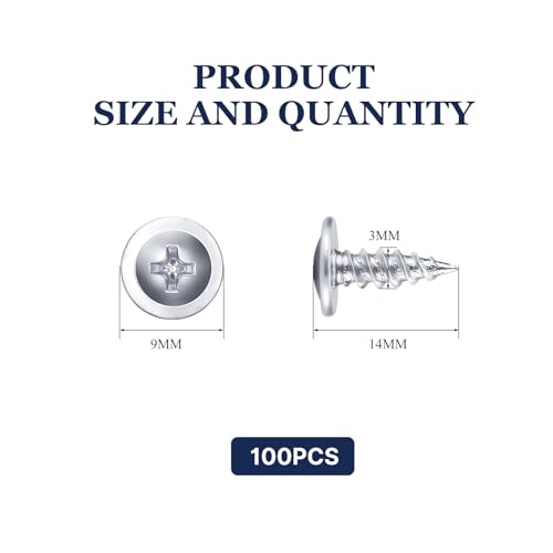 LONTAN 100 Pack #8 x 1/2" Phillips Truss Head for Drawer Slides Screws for Cabinet Glides Galvanized Carbon Steel Screws