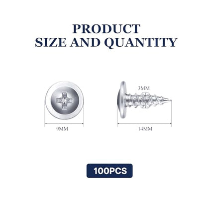 LONTAN 100 Pack #8 x 1/2" Phillips Truss Head for Drawer Slides Screws for Cabinet Glides Galvanized Carbon Steel Screws