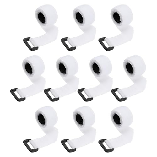 PATIKIL 0.8"x18" Reusable Cinch Straps, 10Pcs Adjustable Nylon Multipurpose Hook and Loop Cable Securing Straps with Plastic Buckle for Organizer Storage Cables Cords Ropes, White - color: White, size: 0.8" x 18"