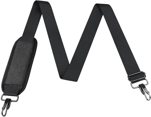 BOOEUDI 56 inch Shoulder Strap, Universal Adjustable Thick Soft Duffel Bag Shoulder Strap Replacement Comfortable Belt with Metal Swivel Hooks for Laptop Messenger Bag, Briefcase, Shoulder Bag, Black - color: Black