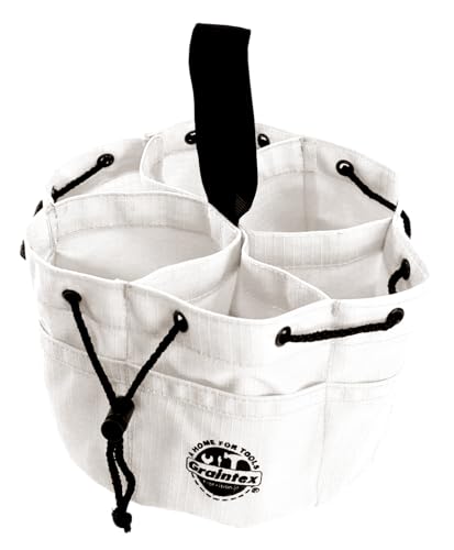 Graintex 18 Pockets Grab Bag Rip-stop Canvas Drawstring Closure, Small Part Organizer Pouch, Small Tools, Screws, Parts, Parachute Tool Bag for Efficient Storage - White - color: White