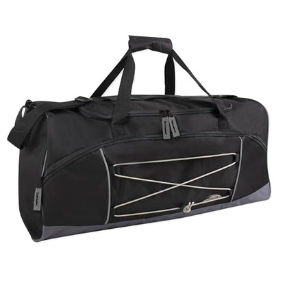60 Liter, 26 Inch Duffle Bag – Heavy Duty Extra Large Sports Gym Equipment Travel Duffel Bag for Men and Women (Black) - color: Black