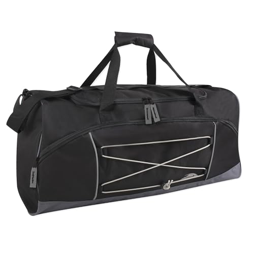 60 Liter, 26 Inch Duffle Bag – Heavy Duty Extra Large Sports Gym Equipment Travel Duffel Bag for Men and Women (Black) - color: Black