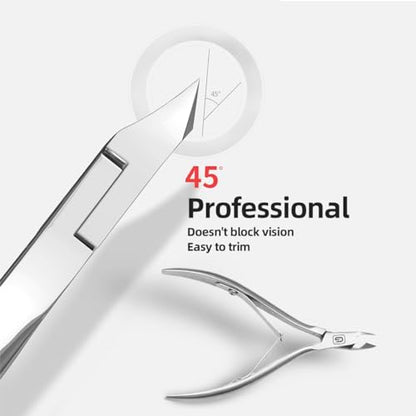 Cuticle Trimmer 3/4 Jaw Extremely Sharp Cuticle Nippers Scissors Stainless Steel Clippers Cutter Remover Pedicure Manicure Nail Tool, cuticle pusher (Cuticle Nippers/Silver-b) - color: Cuticle Nippers/Silver-b