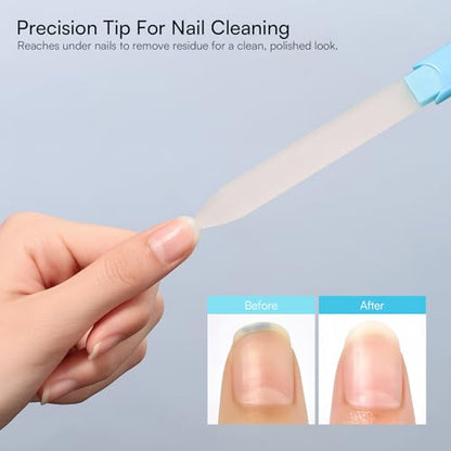 Makartt Glass Nail File for Natural Nails: Reusable Nail Care Tool, Blue | Fast Shaping & Gentle Smoothing, Double-Sided Sandblasted Surface, Washable, Portable Lightweight Manicure Gift with Case - color: 1pc Blue glass nail file