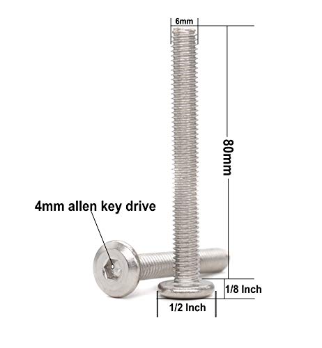 M6 x 80mm Rivet Countersunk Head Socket Cap Allen Bolts Screws Connecting Bolts 304 Stainless Steel for Furniture - size: 10pcs M6 x 80mm