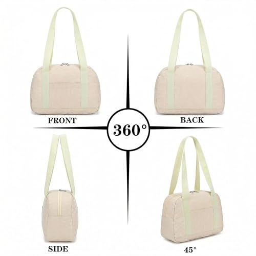 Mini Gym Bag for Women Girls, 12 inch Small Gym Tote, Lightweight Small Carry On Duffle Bag for Travel Sports - color: Beige