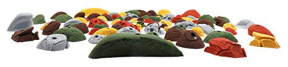 Atomik Rock Climbing Holds Set of 100 Bolt-On Rock-Like Crimpers, Pockets, Jugs and Footholds in Assorted Earth Tones