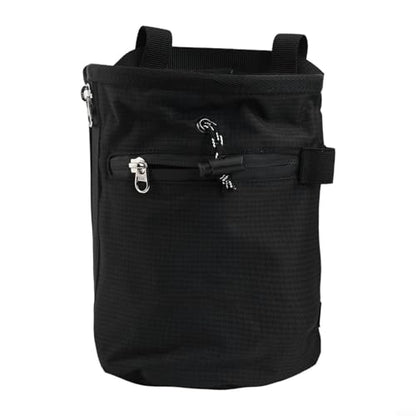 Climbing Chalk Bag with Drawstring Closure, 420D Nylon Gymnastics Chalk Bucket for Rock Climbing Weightlifting Bouldering, Adjustable Waist Belt and Carabiner,(Black) - size: Black
