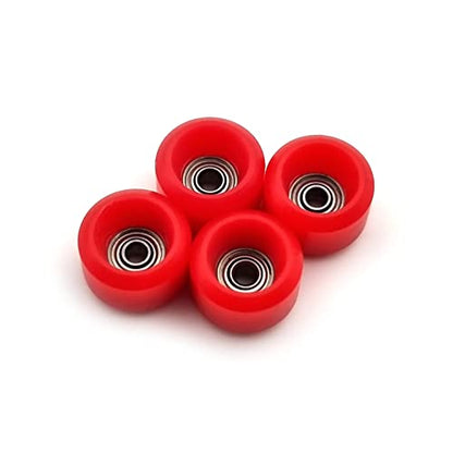 SPITBOARDS® Fingerboard Pro Wheels with Real Ball Bearings, Professional CNC Polyurethane Quality, Street Wheels Shape (Red) - color: Red