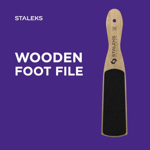 STALEKS Beauty & Care 10 Type 2 Wooden Foot File (100/180 Grit) – Ergonomic Dual-Sided Pedicure Tool with Convex/Concave Shape for Rough Skin