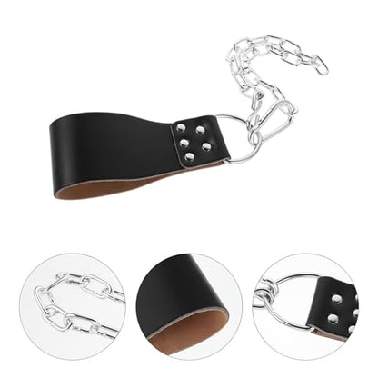Weighted Dip Belt for Pullups with Heavy-duty Iron Chain and Carabiner, Black Gym Lifting Belt for Men’s Muscle Training, Powerlifting, Squats, and Bodybuilding