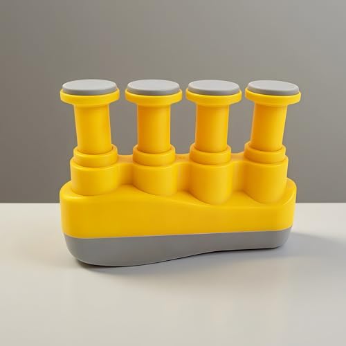 Finger Strengthener, Nalu Hand Grip Trainer Exerciser for Piano, Guitar, Bass, Ukulele Players, Plastic Material, Lightweight and Portable - Improve Finger Flexibility, Strength,1 Pack (Yellow+Gray) - color: Yellow+Gray
