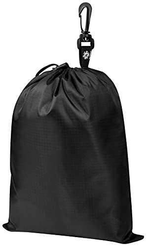 PALTERWEAR Drawstring Bag - Cinch and Ditty Pouch with Clip for Travel, Wardrobe, Outdoors - Set of 5 (Black, 9 x 12 inch) - size: 9 x 12 inch