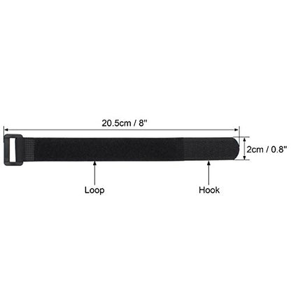 Wisdompro 20 Pack 0.8 x 8 In Small Hook and Loop Tie Down Straps Heavy Duty | Durable Nylon, Reusable, Black, Functional Adjustable Fastening Cinch Strap Cable Cord for Home, Office, Workspace, Outdoor - size: 0.8 x 8 Inch, 20 Pack