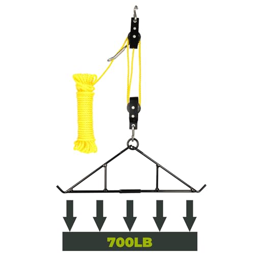 Highwild Game Hoist Gambrel & Deer Hanger Kit, 700 LB Deer Hoist Pulley System with 4:1 Lift Ratio and 44FT Rope