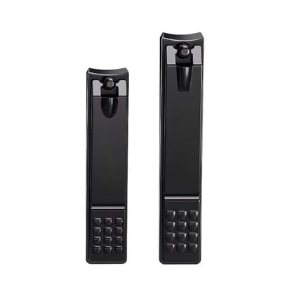 Ultra Sharp Sturdy Nail Clippers Set - 2-Pack Fingernail & Toenail Cutters, Professional Manicure & Pedicure Tool for Men & Women, Black