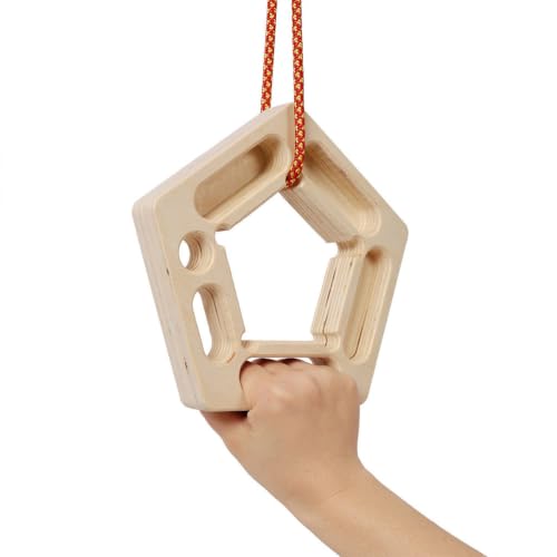 Portable Hangboard Rock Climbing, 2 Pack Lightweight Wooden Climbing Fingerboard with Hanging Rope, Multi-Grip Finger Strength Trainer for Grip, Pull-Up & Forearm Training Gym & Travel