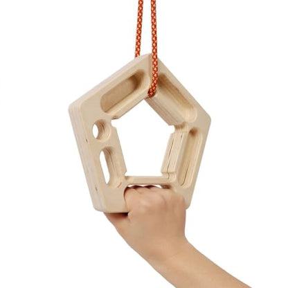 Portable Hangboard Rock Climbing, 2 Pack Lightweight Wooden Climbing Fingerboard with Hanging Rope, Multi-Grip Finger Strength Trainer for Grip, Pull-Up & Forearm Training Gym & Travel