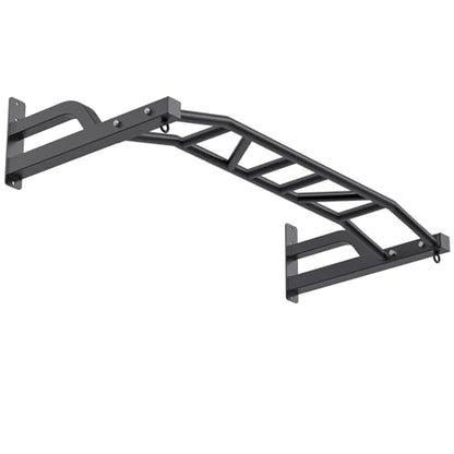SELEWARE 48'' Heavy Duty Wall Mount Pull Up Bar with Cable Pulley System | Multi-function Chin up Bar with Cable Pulleys LAT Pulldown Attachments Heavy Bag Hanger for Home/Garage Gym Strength Training - color: B. Black Pull Up Bar with Hangers
