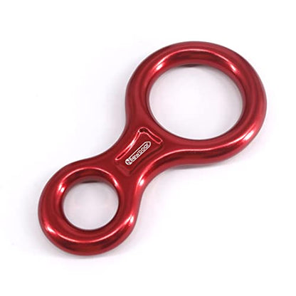 NewDoar Climbing Gear Downhill Equipment, Descender Rappel Rock Climbing Descending Belaying Equipment Rescue Figure 8 Descender Rigging Plate 35KN for Climbing Belaying and Rappeling Device - color: Red