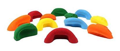 Atomik Rock Climbing Holds Set of 12 Bolt-On Limestone Jugs in Assorted Bright Tones