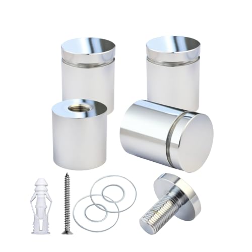 Pack of 4, Aluminum Standoff Screws, Wall Sign Standoff Mounting Hardware Advertising Glass Standoff for Acrylic Picture Frame (Polished Chrome Electroplated, 1" x 1") - color: Polished Chrome Electroplated, size: 1" x 1"