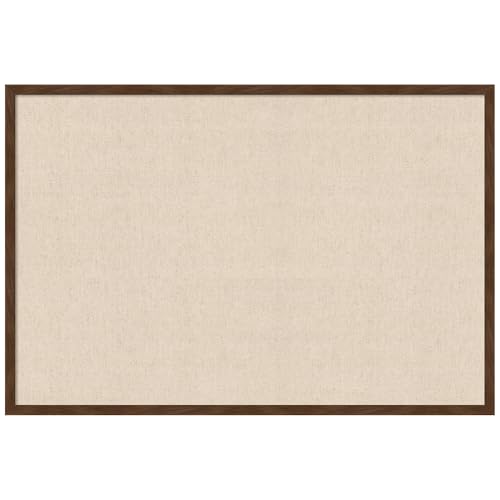 Amanti Art Framed Fabric Pinboard 37 x 25, Neutral Linen Pinboard Printed Rustic Farmhouse Bulletin Board for Use as a Vision Board or Wall Organization, Carlisle Brown Narrow Frame - color: Carlisle Brown Narrow, size: 37"L x 25"W