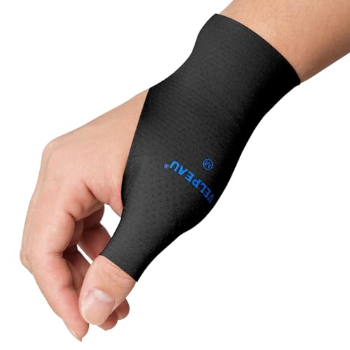 VELPEAU Thumb and Wrist Compression Sleeve for Tendonitis (Pack of 2), Seamless Technology, Gloves Wraps for Arthritis Pain Relief for Women & Men, Splint Liner, Fits Both Hands (Black, Long Version, L) - color: Long Version-Black, size: Large