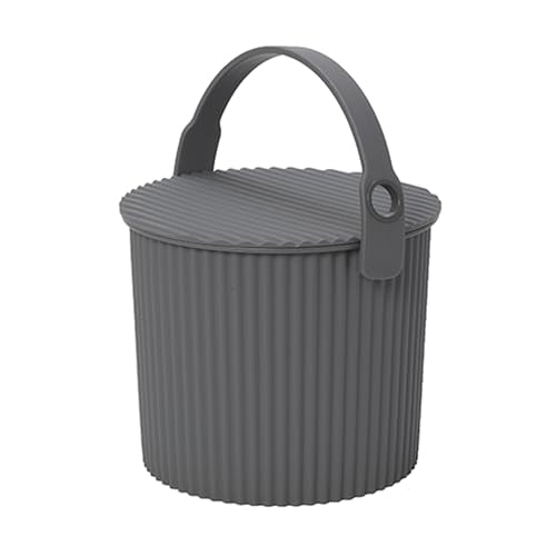 Hachiman Mini Bucket, 1.1 Gallon Heavy Duty Bucket with Lid & Handle | Hands-Free Filling, Easy to Stack and Store, Indoor Outdoor Use - color: New Grey, size: Mini