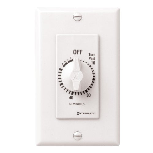 Intermatic FD60MHW 60-Minute Spring-Loaded Wall Timer, White - color: White, size: 60-Minute, style: With Hold on Timer