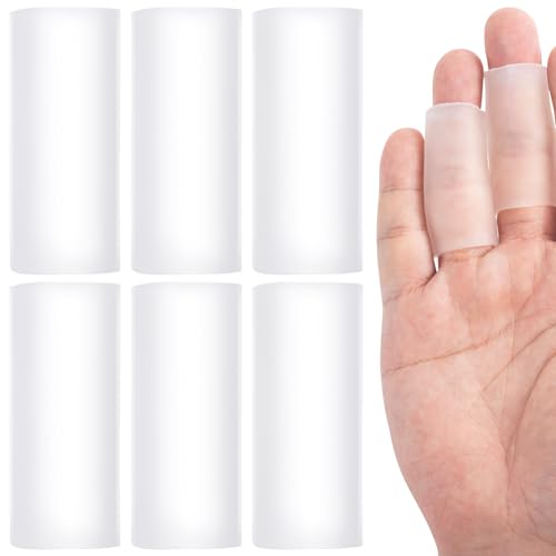 Pndeyo 6pcs Gel Finger Sleeve, Silicone Finger Cots Protectors, Elastic Clear Finger Cushions Tubes for Arthritis Finger Corns Cracking Blisters Calluses Protect - color: 6 Clear