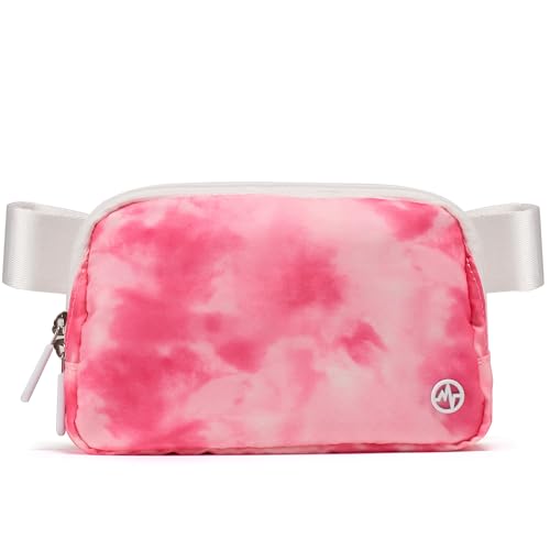 Pander Nylon Fanny Pack for Women, Two-Way Zipper Crossbody Bag | 1L nylon belt bag with a two-way zipper, three interior mesh pockets, and an adjustable strap for waist or crossbody wear - color: Cloud Pink