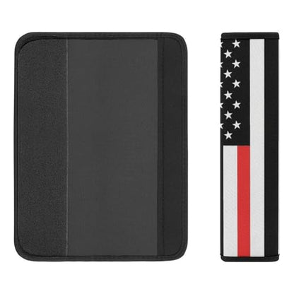 2 Pack Universal Soft and Comfortable Car Seat Belt Pad for Girls and Boys, Stroller Pushchair High Chair, Thin Red Line American Flag Shoulder Protector - color: Pattern 58