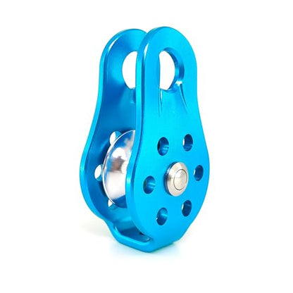 26KN Fixed Plate Micro Climbing Pulley Bearing Pulley Single Hole Hitch Pulley Climbing, Blue Single Sheave Hauling Pulley for Rock Climbing, Rappelling, Zipline Sports etc.(Blue, Pack of 1) - color: Blue(Pack of 1)