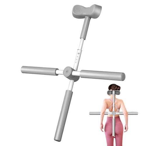 Back Stretcher Yoga Stick Upper Body Alignment Stretching Bar | Exercise Cross Stick for Home Apartment Bodybuilding Fitness Workout After Sports - color: Gray