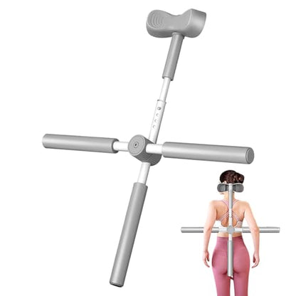 Back Stretcher Yoga Stick Upper Body Alignment Stretching Bar | Exercise Cross Stick for Home Apartment Bodybuilding Fitness Workout After Sports - color: Gray
